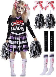 <span class=keywords><strong>Costume</strong></span> de pom-pom girl <span class=keywords><strong>zombie</strong></span> pour enfants, en spandex, tenue sanglante pour Halloween - Product Image 3