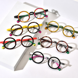 Monture de lunettes ronde sans monture en titane et matériaux mixtes, style punk unisexe, pour lunettes de lecture avec verres en PC, avantage pour le gaming - Product Image 2