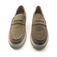 Mocassins plateforme en daim beige pour homme, confortables et résistants toute l'année, avec semelle extérieure légère en caoutchouc