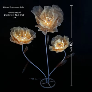 <b>Flower</b> Floor Lamp Artificial Peony Translucent Lighted Wedding Hotel Event Stage Standing Decoration 170cm - Product Image 3