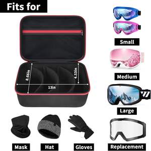 Étui de voyage pour 4 paires de lunettes de ski multiples, sac de protection portable pour lunettes de snowboard avec poche en filet pour gants, voile, spray - Product Image 2