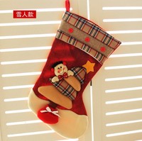 Chaussettes de noël rustiques à grands carreaux, bas de haute qualité, sac cadeau, nouvelle collection hessien,