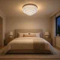 Plafonnier Facetté en Cristal Facile à Installer 330mm, 3 Modes de Couleur (3000K, 4500K, 6000K), Sans Scintillement, Protection Oculaire, pour Chambre à Coucher