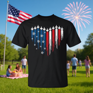 Camiseta Unisex con Estampado Digital de la Bandera Americana en Forma de Corazón, Rojo, Blanco y Azul, para el 4 de Julio, Cuello Redondo, Manga Corta, Promocional para Adultos - Product Image 3