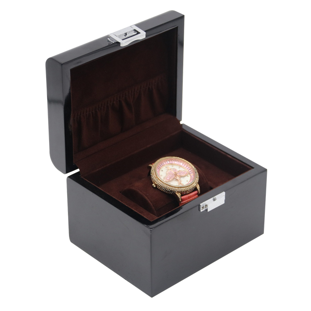 Wholesale Customization Luxury Logo MDF Wooden Rectangle Watch Box with Laser Engraving Watch Gift Cases Single Watch Storage