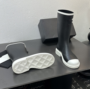 高級デザイナーレディース防水ニーハイレインブーツヴィンテージファッション快適ラウンドトゥアッパー2026新商品 - Product Image 6