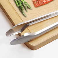 Pinces à barbecue extra longues en acier inoxydable de 19 pouces, robustes, avec manche en bois d'acacia