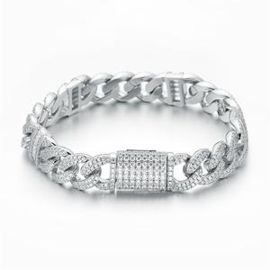 Bijoux Hip Hop personnalisés à la mode, chaîne de tennis en argent sterling 925 avec moissanite brésilienne VVS pour hommes - Product Image 5