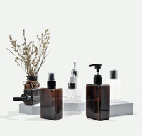 Somewang-Bouteille carrée vide de luxe en plastique PETG avec pompe, bouteille de lotion ambre avec impression personnalisée, 100ml-1000ml