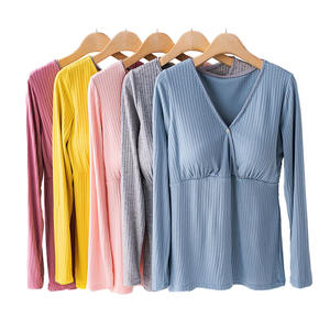 ملابس نوم للحوامل والمرضعات بأكمام طويلة مفتوحة من الأعلى، مقاسات كبيرة <span class=keywords><strong>M</strong></span> L XL XXL 3XL، بيع بالجملة - Product Image 1