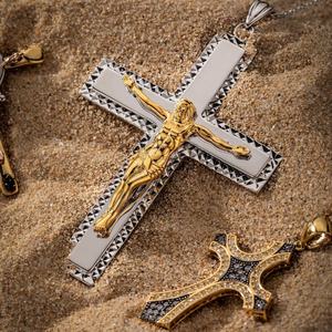 18K Gold Plated <b>Crucifix</b> Pendant <b>Necklace</b> for <b>Men</b> Women Christian Cross Jewelry Stainless Steel Religious Jesus Gift Charm - Product Image 4