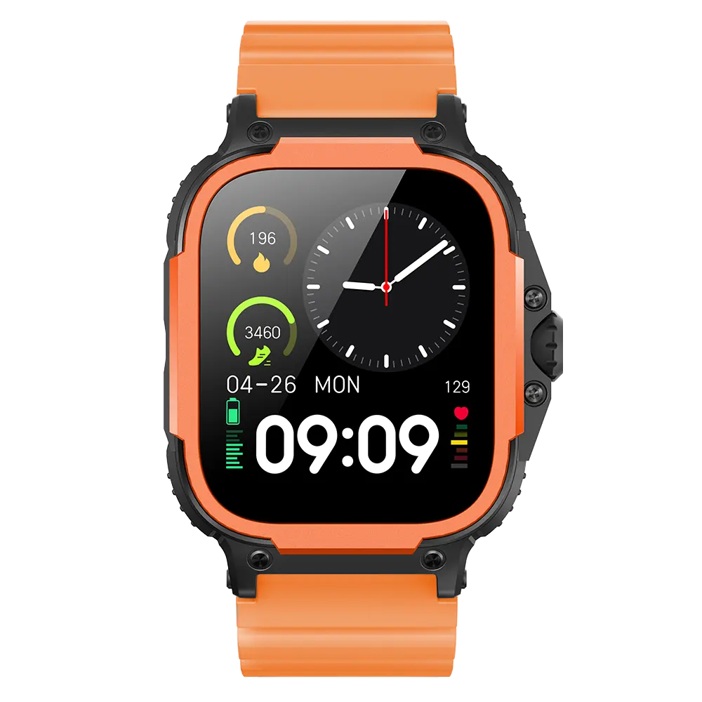 V50 – montre connectée stéréo à double haut-parleur BLE talk, écran tactile complet de 1.96 pouces, surveillance de la santé et du sport