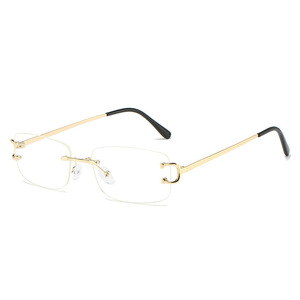 049 Hot Sale Rectangle <b>Sunglasses</b> Fashion Designer Square <b>Sunglasses</b> Trendy <b>Rimless</b> <b>Sunglasses</b> - Product Image 6