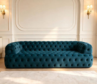 Canapé Chesterfield de luxe en velours capitonné 3 places, canapé moderne de luxe léger pour salon, mobilier de hall d'hôtel