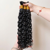 Extensions de cheveux brésiliens vierges Remy Starlet sans trame pour micro-tresses, avec ondulations profondes lâches, boucles italiennes, ondulations naturelles, noires en vrac