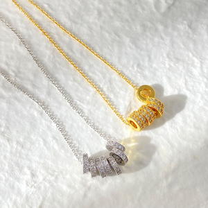 Micro Paved Cubic Zirconia 18K Gold Plated Multi Rolling Charm Zircon Pendant Necklaces for Women - Product Image 1