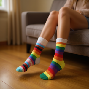 Angelina Mid Calf <b>Socks</b> 37-45 Unisex Cotton Blend <b>Breathable</b> Casual Dot Print Daily Wear - Product Image 3