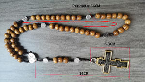<span class=keywords><strong>Corda</strong></span> intrecciata <span class=keywords><strong>rosari</strong></span> 10mm perline di legno fatto a mano nostro padre croce croce collana ciondolo rosario per gli uomini - Product Image 5
