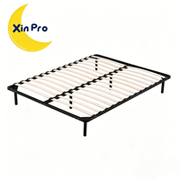 Cadre de lit en fer Queen Size avec sommiers en bouleau et peuplier – Durable, écologique, robuste, moderne, pliable, avec rangement, design réglable, lit facile à monter