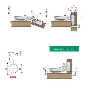บานพับเฟอร์นิเจอร์ ทิกรา ระบบแบบกดติด สไลด์ออน ข้อศอกแบบมุมโค้งพิเศษ - Product Image 2