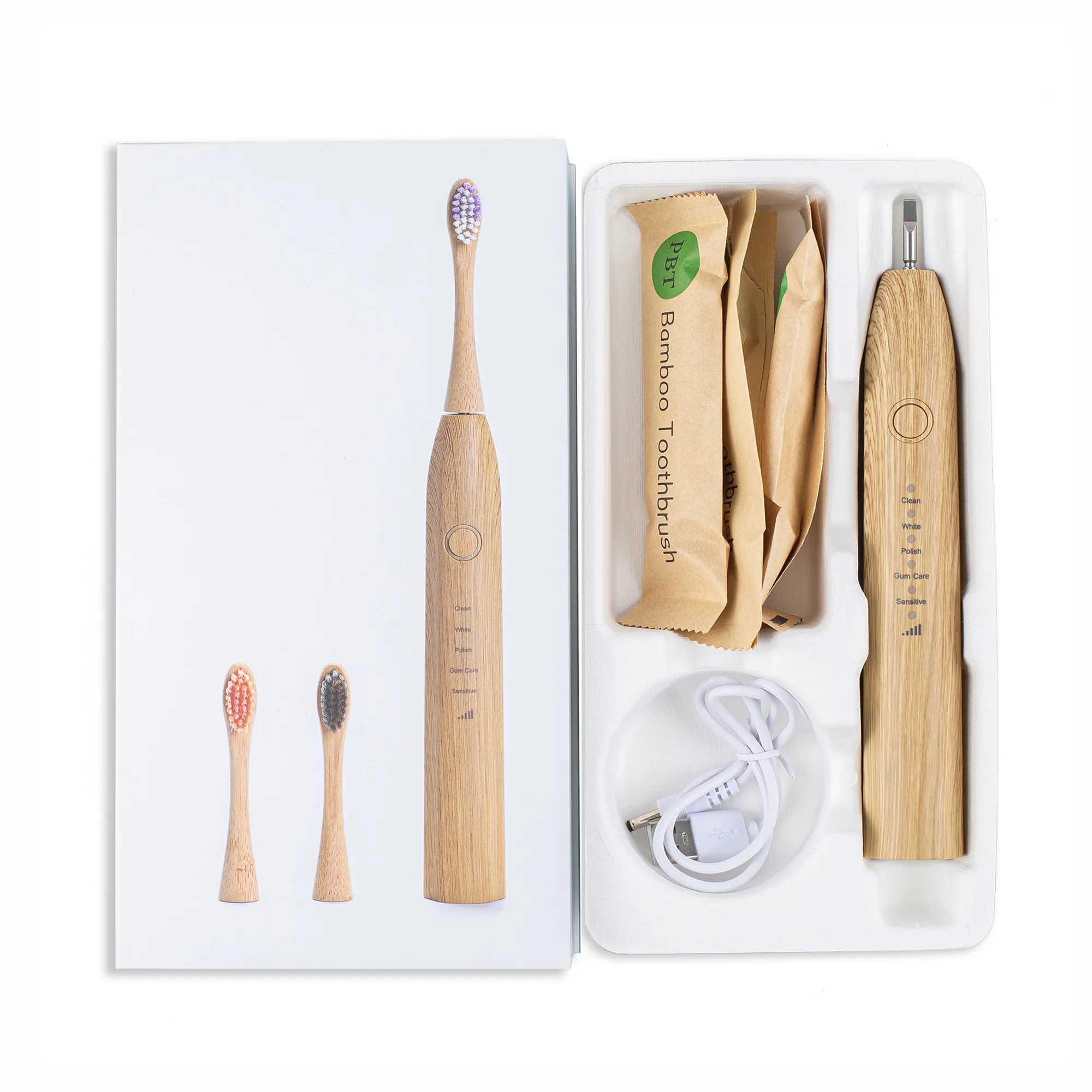 100% eco-friendly biodegradable waterproof sonicare bamboo rechargeable electric toothbrush for adult