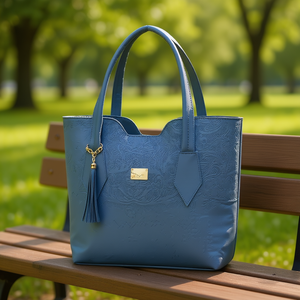 Bolso Tote Azul de PU para Mujer, Marca Fana, con Cierre, Hecho a Mano, con Forro de Poliéster, para Todas las Temporadas - Product Image 2
