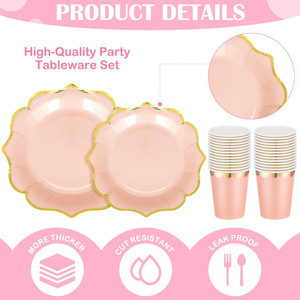 Kit de fournitures de fête jetables, assiettes, gobelets, serviettes et ustensiles en papier multicolores pour célébrations - Product Image 4