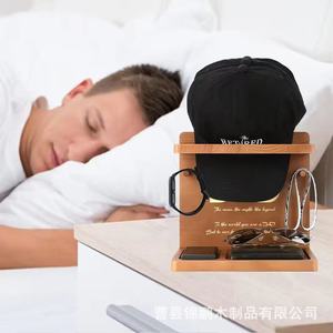 Wooden Hat Storage <b>Rack</b> With Watch And <b>Glasses</b> Holder Desktop Organizer For Cap Key Sunglasses Storage - Product Image 2