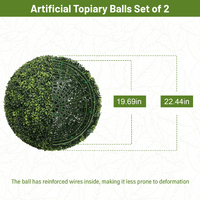Boules de topiaire artificielles vertes de 22,4 pouces avec pot – Sphères vertes pour la décoration de jardin