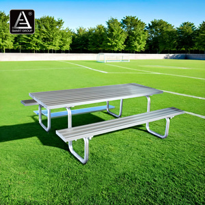 Modern Restaurant Garden <b>Outdoor</b> Aluminum Camping Picnic <b>Table</b> <b>and</b> Chairs Heavy Duty Aluminum Dining <b>Table</b> With <b>Benches</b> AL-02 Di - Product Image 1