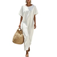 Robe longue décontractée à col rond et taille ample pour femme – Robe d'été
