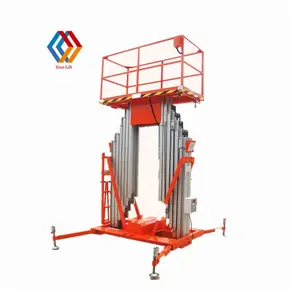 Hydraulic Lift Table GTWY Series 4-18m Aluminum Alloy Work Platform Hydraulic Electric Double Mast Lift Tables 1 Man Lifting Platform For Cleaning