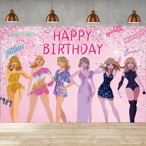 Singer Taylor Birthday Decoration Sets Cartoon Banner Swifties Happy Birthday Party Supplies