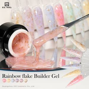 ICE NOVA 맞춤형 로고 레인보우 플레이크 빌더 젤 플레이크 글리터 빌더와 40 가지 색상 손톱 확장 살롱 DIY에 대한 강한 접착력 - Product Image 2