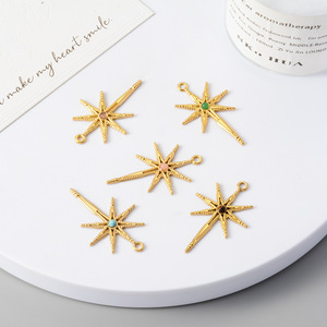 Ciondolo a Stella <span class=keywords><strong>in</strong></span> Acciaio Inossidabile con Pietra Naturale, Charm Placcato <span class=keywords><strong>Oro</strong></span> 18K per Creazione di Gioielli Fai-da-Te - Product Image 4