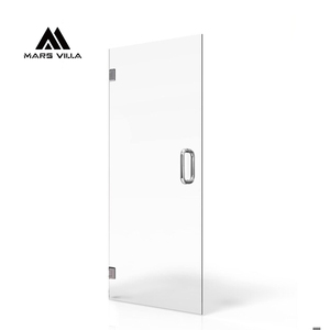 Porte de douche coulissante double à charnière en verre trempé moderne Mars Villa Em, 8 mm, sans cadre, pour séparation sèche/humide, idéale pour chambre et hôtel - Product Image 2