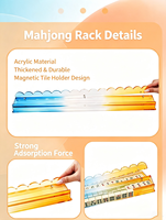 Supports de Mahjong Américains en Acrylique Transparent Dégradé de 20 Pouces, Porte-Pièces de Mahjong en Forme de Vague, Règle Magnétique pour Mahjong