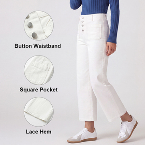 Jeans de Cintura Alta para Mujer, Talla Grande, Transpirables, Elásticos, Rectos, Holgados, con Botones y Bolsillos, Plazo de Entrega de 15 Días, Fabricación Personalizada - Product Image 5