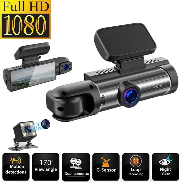 Cross-border 3.16inch Adhesive Dashcam Dual Lens HD 1080P 170 Wide-Angle Night Vision with WIFI TF Card Loop Recording