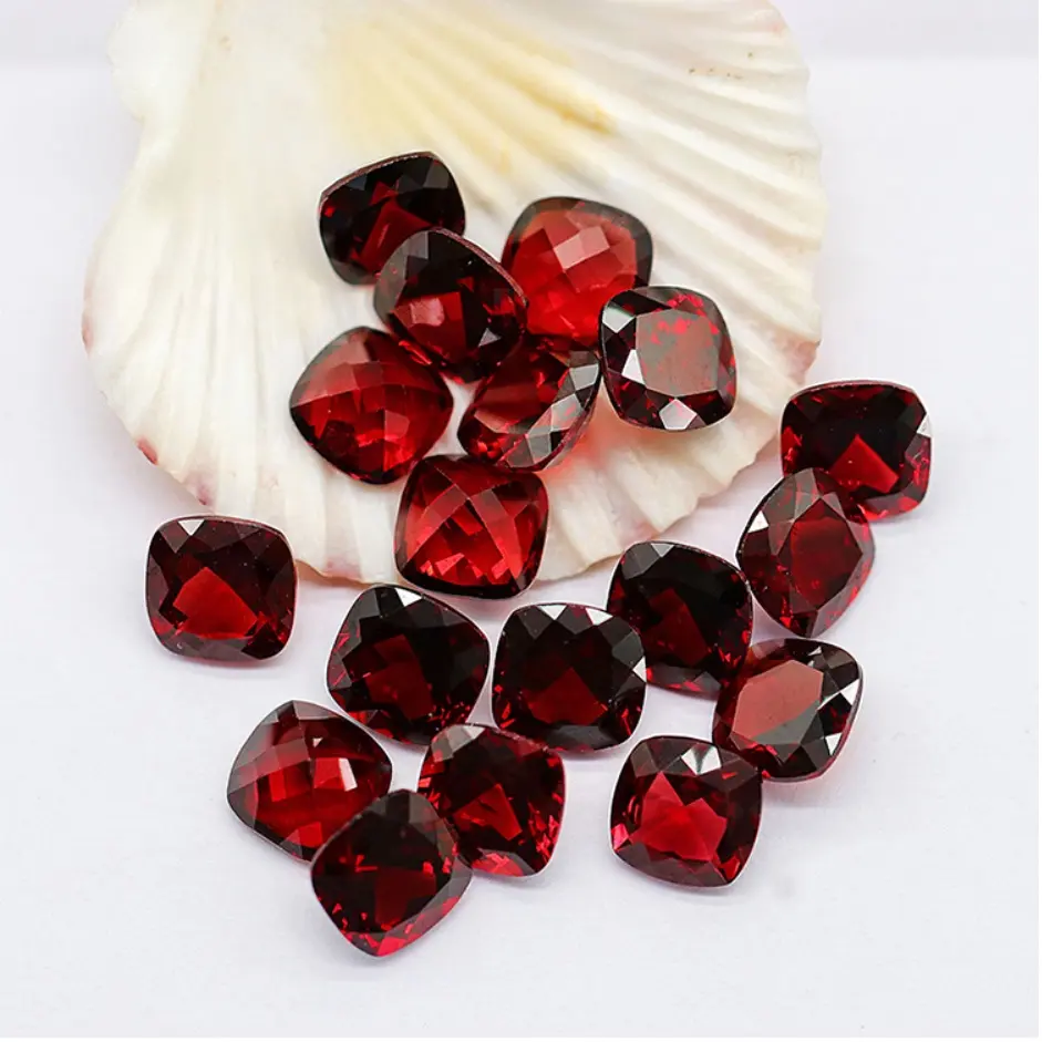 HanYu Low Price High Quality Cushion Cut Loose Garnet Gemstone Red Garnet Stone Natural Stone