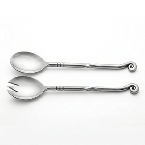Classic Scroll Twist <b>Salad</b> Server Set Stainless Steel Mirror Polish <b>Salad</b> <b>Tools</b> Perfect For Restaurants Hotel And Resort - Product Image 1