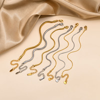 Bijoux minimalistes en gros, bracelet en acier inoxydable 14K 18K, chaîne serpent ronde, chaîne en os de poisson pour femme