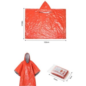 Poncho de pluie d'urgence orange imperméable à capuche pour activités de plein air, équipement de survie pour la randonnée et l'alpinisme, unisexe pour adultes, tenue décontractée - Product Image 5