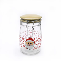 Bocaux en verre à clipser en gros 500ml/1000ml pour Noël, stockage alimentaire avec couvercle en céramique à rabat, logo personnalisé, camping, multifonction