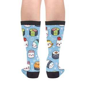 कावायी यूनिसेक्स सुशी प्रिंट मोजे हल्के नीले रंग के अनुकूलन योग्य नवीनता सुशी एनिमेटेड फूडी एनीमे लोगो बॉडी क्यूफ - Product Image 2
