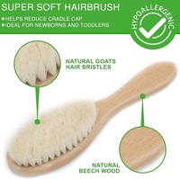 Brosse à cheveux pour bébé en bambou à poils de chèvre doux et naturels pour nouveau-né et femme Ensemble brosse et peigne en bois pour bébé