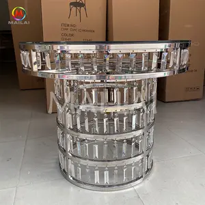 Mesa de bolo de cristal nova decoração, aço inoxidável mesa para o casamento