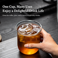 Gelas Kaca Borosilikat Tinggi Tahan Panas Tekstur Vertikal untuk Kopi Latte Dingin, Susu, Jus, untuk Penggunaan Sehari-hari di Rumah dan Kafe