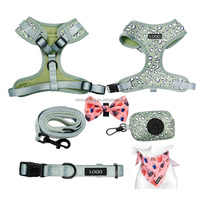 Conjunto de Arnés de Lujo para Perro con Logotipo Personalizado, Chaleco, Collar, Correa, Corbatín y Pañuelo - Poliéster y Neopreno Duraderos