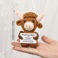 Mini Vache des Highlands Amusante en Crochet Art Déco avec Carte Positive pour Anniversaire, Décoration de Table, Décoration d'Intérieur, Cadeau pour Amis et Famille